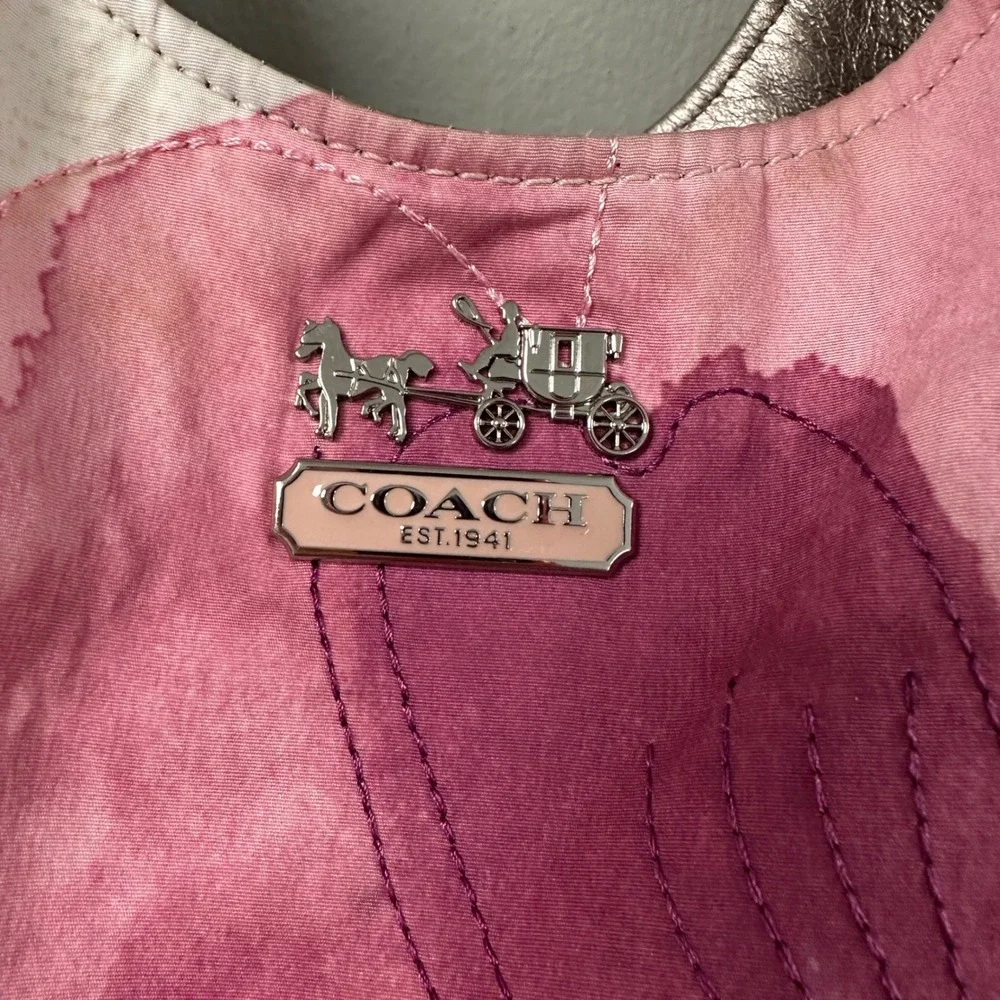 Coach Madison Watercolor Floral Pink Canvas Hobo Shoulder Bag 17014